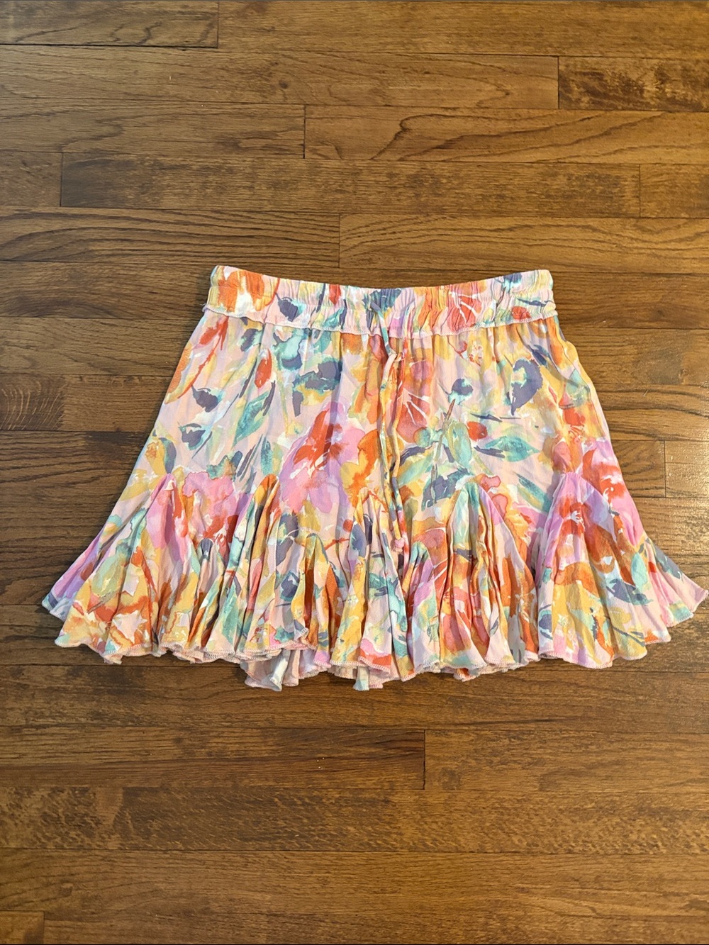 Vici Pastel Multi Watercolor Ruffle Skirt